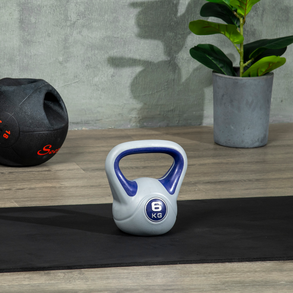 SPORTNOW 6kg Kettlebell with Wide Handle & Flat Base – Home Gym Strength Training Weight, Purple and Grey