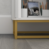 Modern Freestanding Storage Cabinet with 3 Drawers, Cupboard & Gold Base – Dining, Living Room & Bedroom