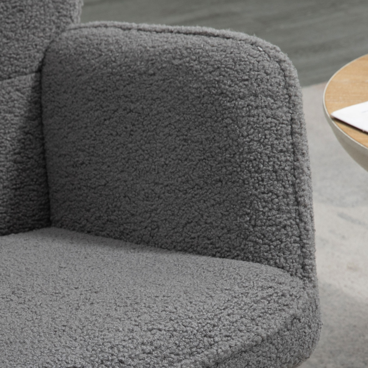 HOMCOM Wingback Nursing Rocking Chair with Curved Wooden Base and Fleece Upholstery – Grey