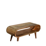 Artisan Amaya Nordic Style Solid Wood Coffee Table with Lower Shelf – Scandinavian Living Room Furniture, Beige