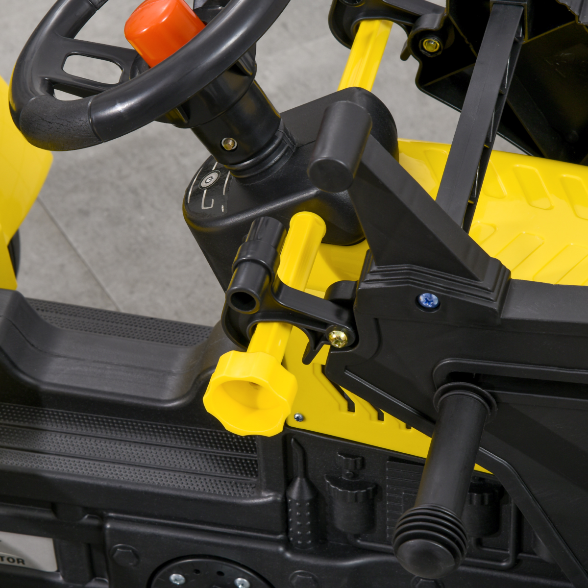 HOMCOM Pedal Go Kart Ride-On Excavator with Metal Frame, Hand Brake & Front Digger – Kids Toy, Yellow and Black