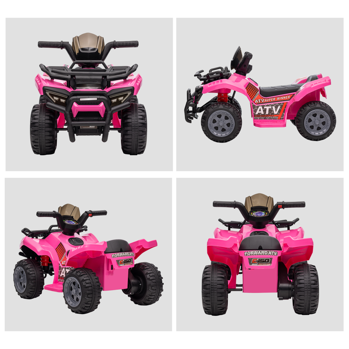 Kids Electric Ride-On Four Wheeler ATV Car with Music – Toddler Ride-On Toy for 18–36 Months, Pink