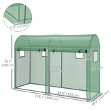 Walk-in Greenhouse with 2 Roll-up Doors & 4 Windows – Galvanised Steel Frame Grow House, 300 x 100 x 200cm, Green