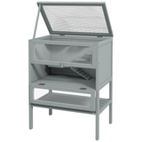 PawHut Wooden Hamster Cage with Storage Shelf & Openable Top – Multi-Platform Small Animal Habitat, Grey