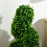HOMCOM Set of 2 Artificial Spiral Boxwood Topiary Trees, 90cm Tall in Pots – Realistic Doorway Greenery