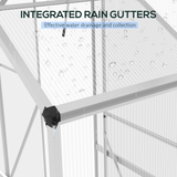 Outsunny 6 x 2.5ft Polycarbonate Greenhouse with Aluminium Frame & Sliding Door – Adjustable Vent, Silver