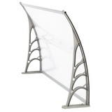 Door and Window Rain Cover Eaves Canopy, 120 x 80cm – Polycarbonate Hollow Sheet, ABS Brackets, White and Grey