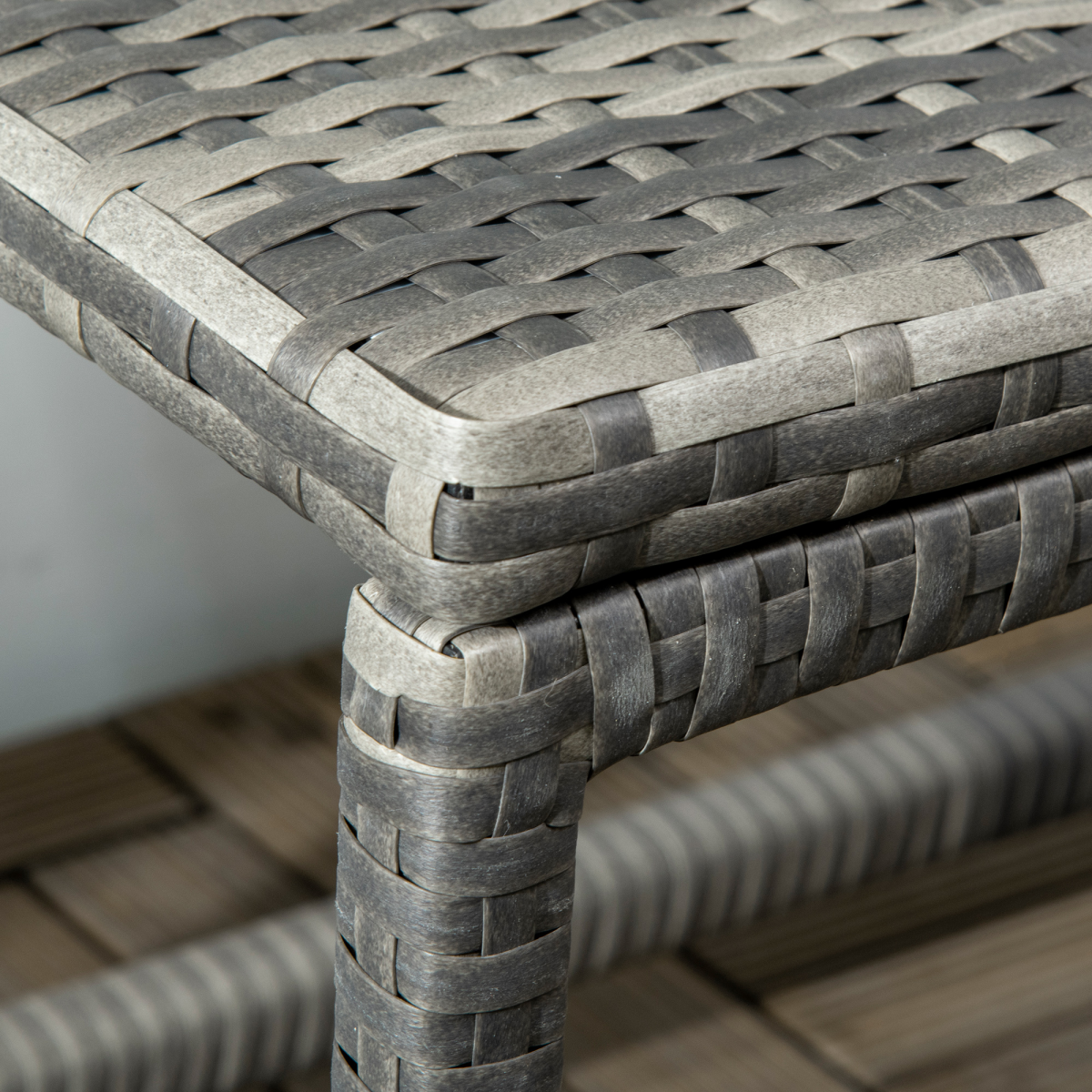 Outsunny Outdoor Coffee Table with Steel Frame & Woven Rattan-Effect Top – Garden Side Table, Grey