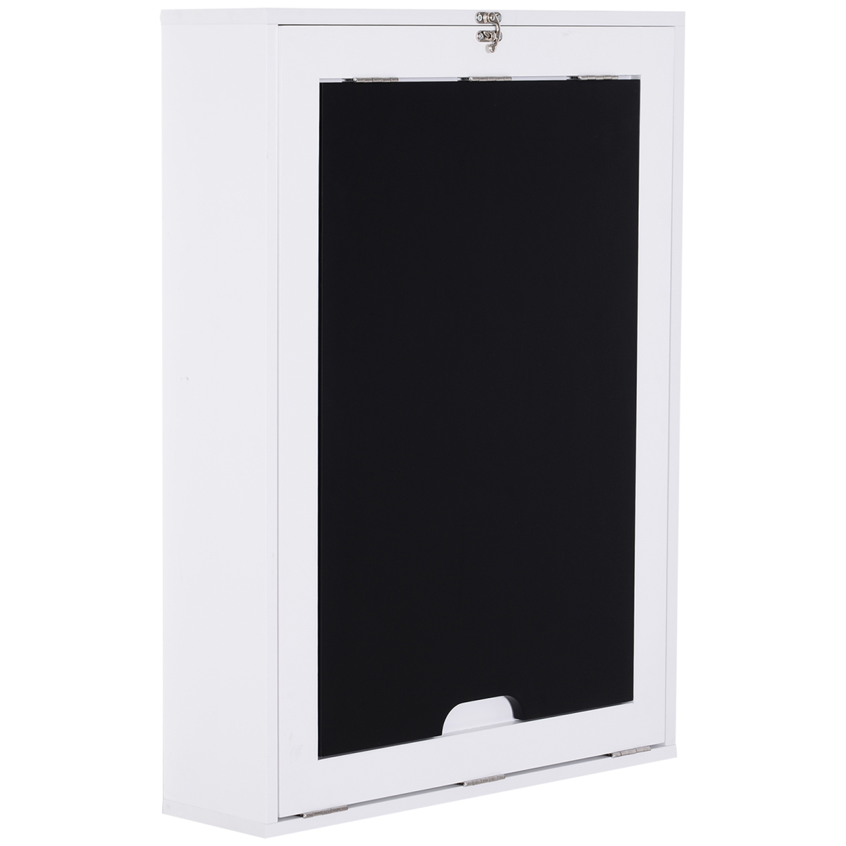 HOMCOM Wall-Mounted Folding Drop-Leaf Table with Chalkboard Surface & Storage Shelf – White