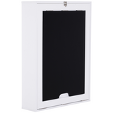 HOMCOM Wall-Mounted Folding Drop-Leaf Table with Chalkboard Surface & Storage Shelf – White
