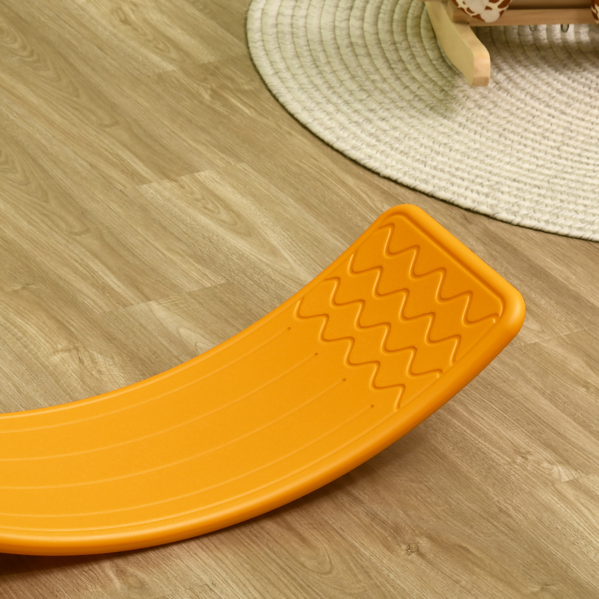 ZONEKIZ Kids Balance Board Wobble Stepping Stone with Anti-Slip Strip – Montessori Toy for Ages 3-6, Orange