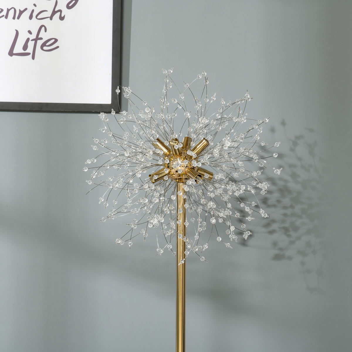 HOMCOM Modern Dandelion Floor Lamp with 8 G9 Lights – Sculptural Statement Lighting for Bedrooms & Lounges