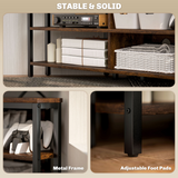 HOMCOM Corner TV Stand for TVs up to 50" with Four Open Shelves – Space-Saving Media Unit, Rustic Brown