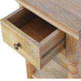 Artisan Furniture Solid Mango Wood Telephone Table, 1 Drawer & 2 Shelves – Hallway Storage, Oak-Effect Beige