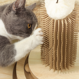 PawHut 49cm 5-in-1 Cat Scratching Post with Interactive Track Ball Turntable – Indoor Cat Tower, Oak & Cream White