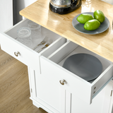 HOMCOM Rubberwood Top Kitchen Island Cupboard with Adjustable Shelf – Kitchen Storage and Side Cabinet