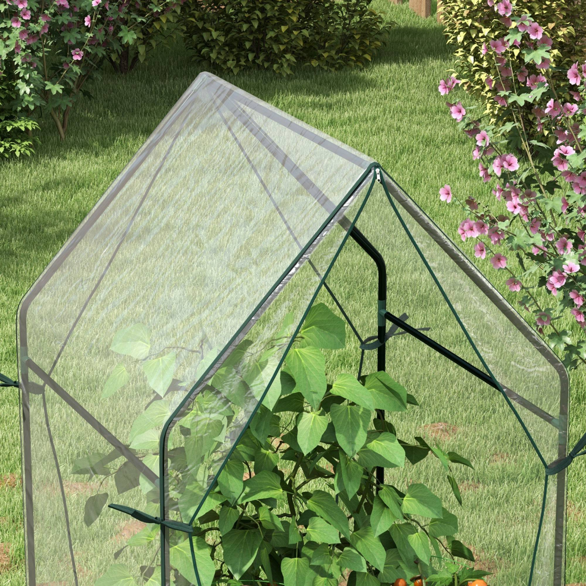 Outsunny Tomato Greenhouse with 2 Zipped Doors & UV-Resistant Clear Plastic Cover – Compact Grow House