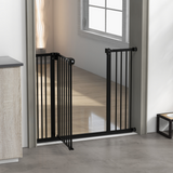 PawHut Adjustable Safety Gate with 2 Extensions and 4 Screws – Pet Gate for Doors and Stairs, Black