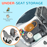 AIYAPLAY 3 in 1 Ride-On Push Car with Parent Handle & Canopy – Robot Foot to Floor Slider, 12-36 Months, White