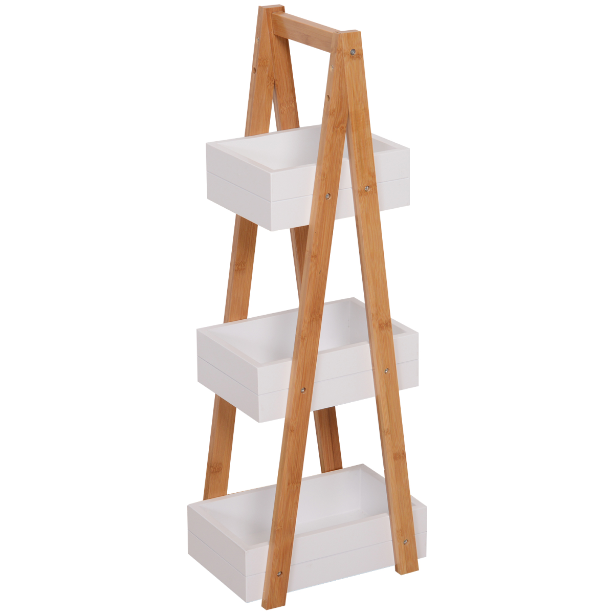 HOMCOM 3-Tier Bamboo Bathroom A-Shape Rack – Storage Shelf for Toiletries and Towels