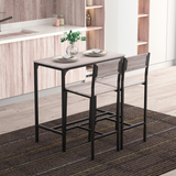 HOMCOM 3-Piece Bar Table and Stool Set with Metal Frame and MDF Top – Compact Breakfast Bar, Black