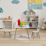 ZONEKIZ Kids Table and 2 Chairs Set – Three-Piece Toddler Activity Desk for Crafts & Homework, Grey