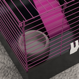 PawHut Small Animal Cage, Rabbit and Guinea Pig Hutch with Platform, Ramp and Hay Feeder – Black