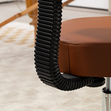 HOMCOM Adjustable Swivel Salon Chair with Padded Seat, High Back and 5 Wheels – PU Leather, Brown