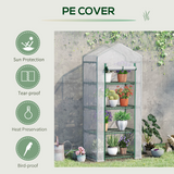 4-Tier Mini Greenhouse with Zipped Roll-up Door – Steel Frame Plant Grow House, 70 x 50 x 160cm, Dark Green & White