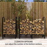 Outsunny 4ft Firewood Rack with Canvas Carrier & Oxford Cover, 0.33m³ Capacity – Metal Log Storage, Black