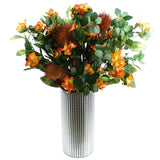 Leaf 60cm Artificial Flower Foliage Spray with Silk Flowers and Wired Stem – Orange