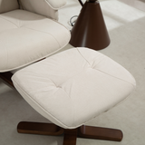 HOMCOM Swivel Recliner Chair with Footstool, 145° Reclining Back & Wooden Base – Linen-Look Armchair, Beige