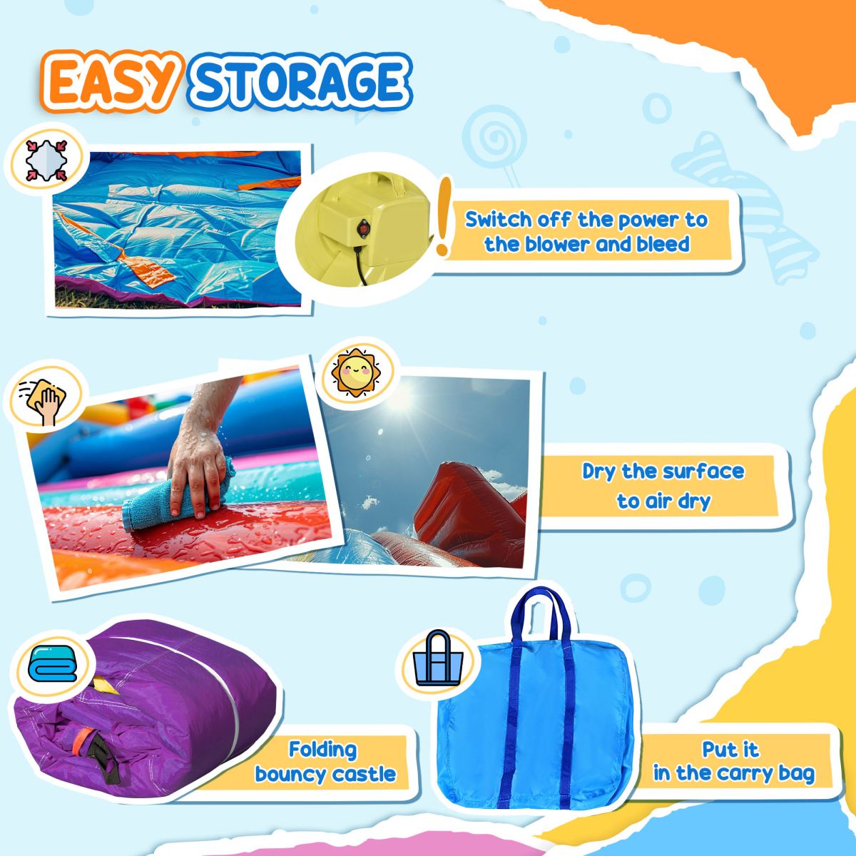 Outsunny Inflatable Bouncy Castle with Slide, Pool & Trampoline, Includes Blower – Kids Garden Play, Multi-Colour
