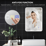 HOMCOM 500 x 700 mm Bluetooth Bathroom Mirror with LED Lights Wall Mounted