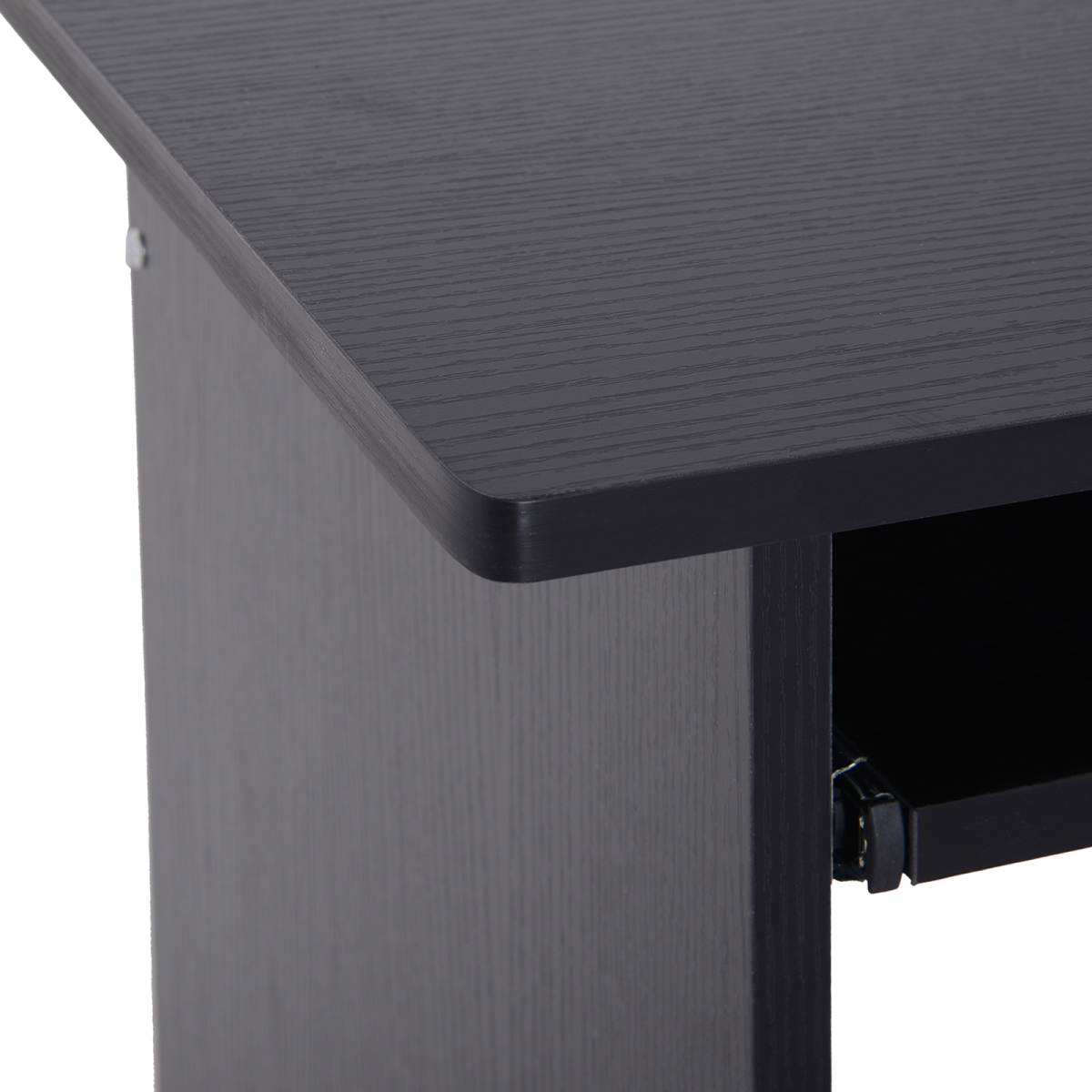 HOMCOM Compact Computer Desk with Slide-Out Keyboard Tray and 2 Shelves – Home Office Table, Black