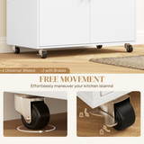 HOMCOM Kitchen Island with Drop Leaf, Drawer & Cabinet – Rolling Storage Trolley with Spice Rack, White