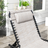 Outsunny Set of 2 Folding Beach Lounge Chairs with 4 Recline Positions & Headrest – Sun Loungers, Cream