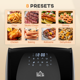HOMCOM 12L Air Fryer Oven with 8 Presets, 1800W – Rotisserie & Dehydrator, Rapid Air Circulation, Black