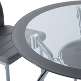 HOMCOM Round Glass Dining Table Set with 4 Cushioned Chairs – Metal Frame Kitchen Dining Set