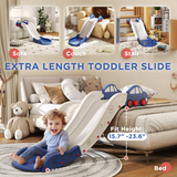 Kids Indoor Slide with Buffer Segment, HDPE Slide for Sofas & Beds – Ages 18-48 Months, Blue