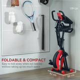 SPORTNOW Folding Exercise Bike with 8-Level Magnetic Resistance, Arm Bands & Hand Pulse Sensor – Home Cardio, Red
