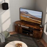 HOMCOM TV Unit Cabinet with 2 Cupboards and Open Shelves – Media Storage for Living Room or Bedroom, Rustic Brown