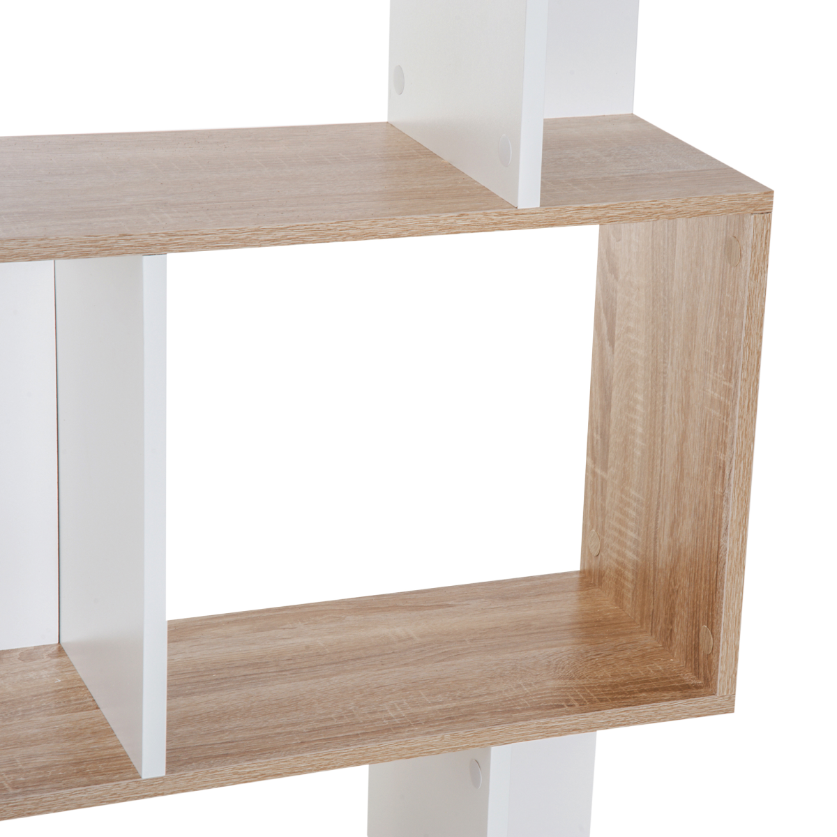 HOMCOM 5-Tier S-Shape Display Bookcase with Anti-Tipping Design – Freestanding Shelving Unit, Natural