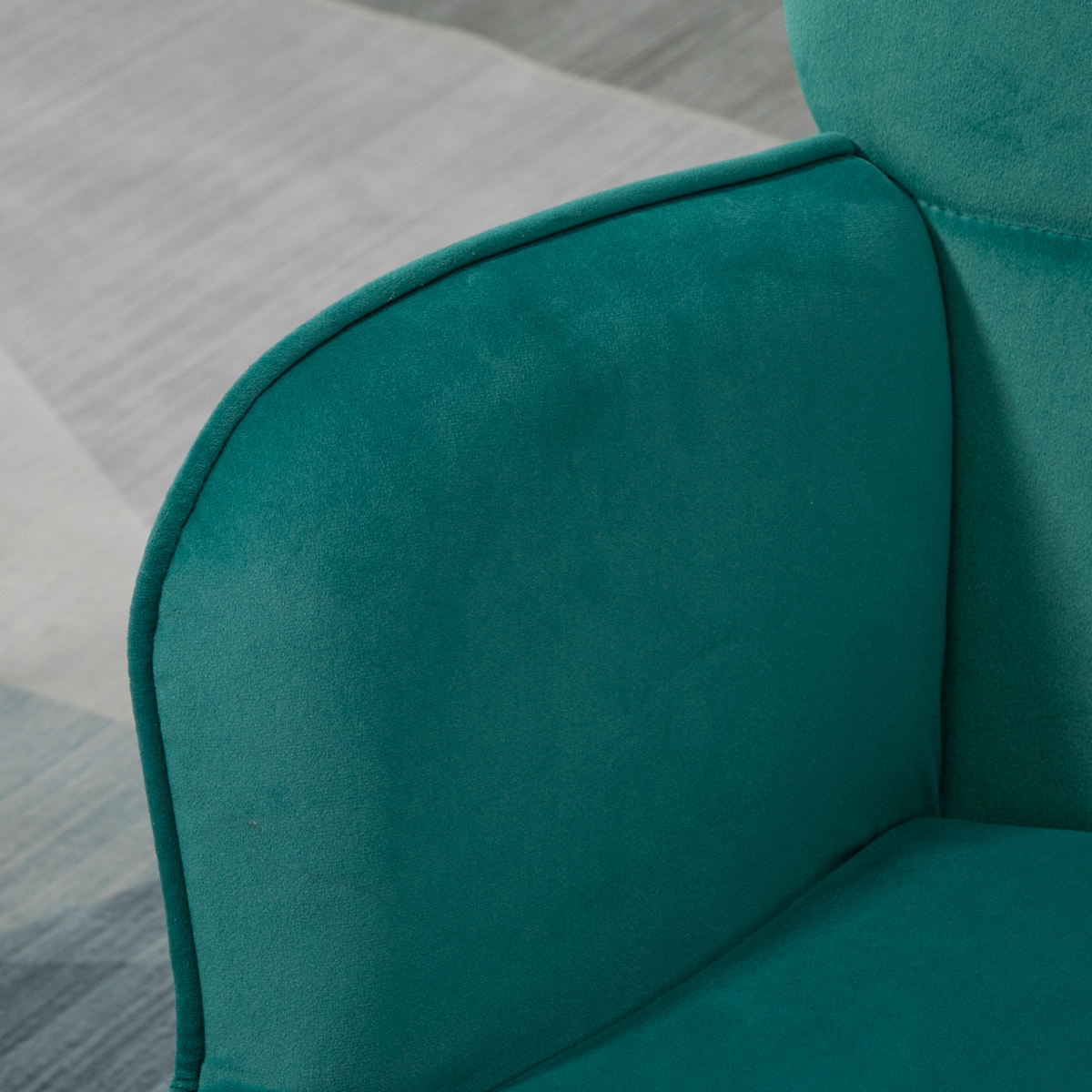 HOMCOM Button-Tufted Armchair & Footstool Set with Gold-Tone Steel Legs – Dark Green
