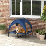 Elevated Pet Bed with Water-Resistant UV Canopy, Breathable Mesh & Travel Bag – Large Dogs, Dark Blue