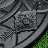 Outsunny Half Round Parasol Base with Flower Engraving – 10kg Weighted Umbrella Stand for Balcony, Black