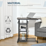 C-Shaped Mobile Side Table with 3 Tiers, Adjustable Height & Lockable Wheels – Sofa, Bed & Bar Cart