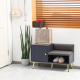 Hallway Shoe Bench with Enclosed Storage Cabinet & Padded Seat Cushion – Entryway Seating, Grey