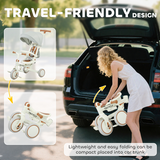 5-in-1 Kids Trike with Adjustable Backrest & Removable Canopy – Foldable Push Tricycle, 12-36 Months, Cream White