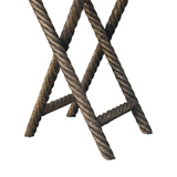 Artisan Furniture Metallic Rope Side Table – Solid Mango Wood, Rope-Design Legs for Living Room